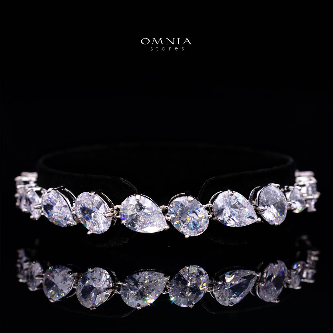 Omnia Lamia White Bridal Full Set with High-Quality Simulated Diamonds Rhodium Plated - OMNIASTORES KSA