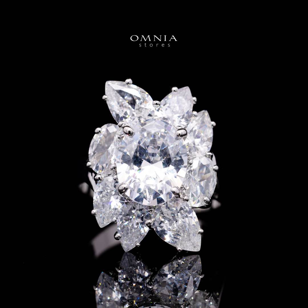 Omnia Lamia White Bridal Full Set with High-Quality Simulated Diamonds Rhodium Plated - OMNIASTORES KSA