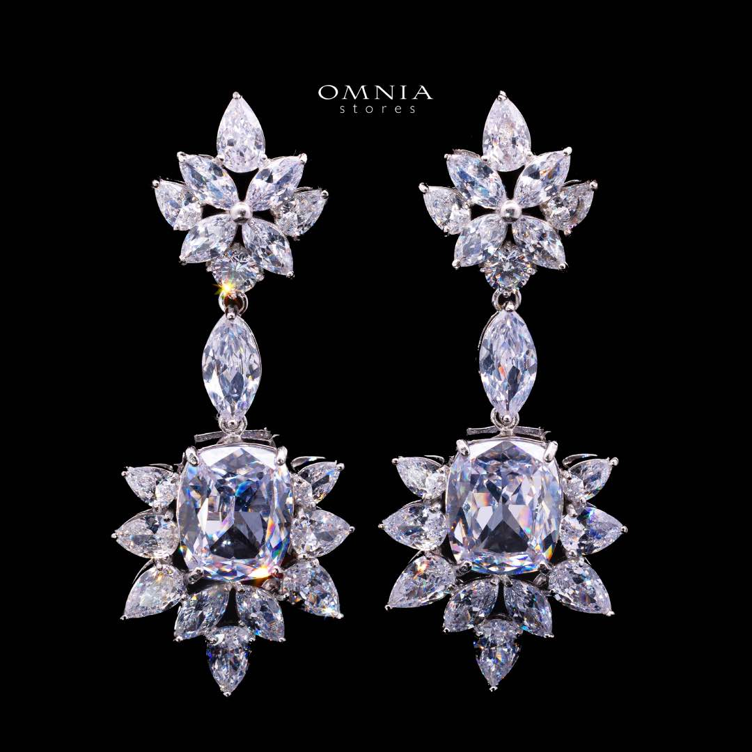 Omnia Medusa Earring In 92.5 Silver High Quality White Zircon Stone in Rhodium Plated - OMNIASTORES KSA