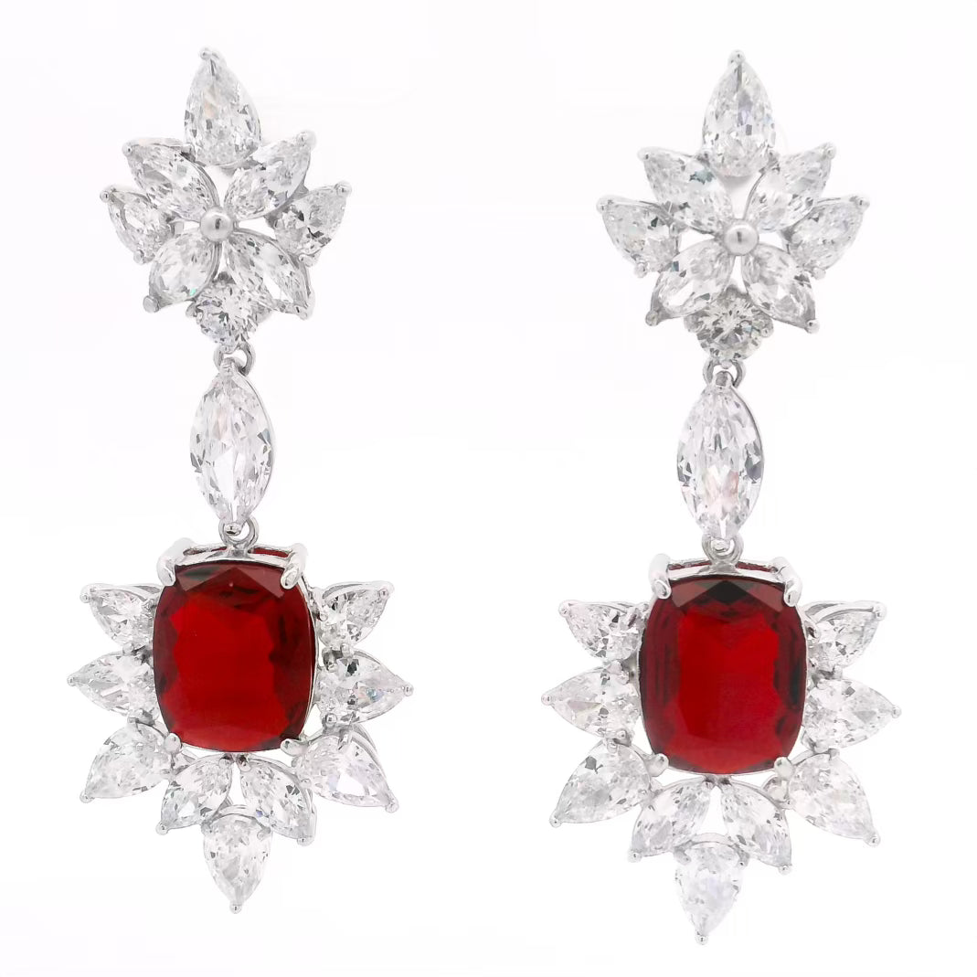 Omnia Medusa Red Bridal Full Set in 925 Silver High Quality Simulated diamonds - OMNIASTORES UAE