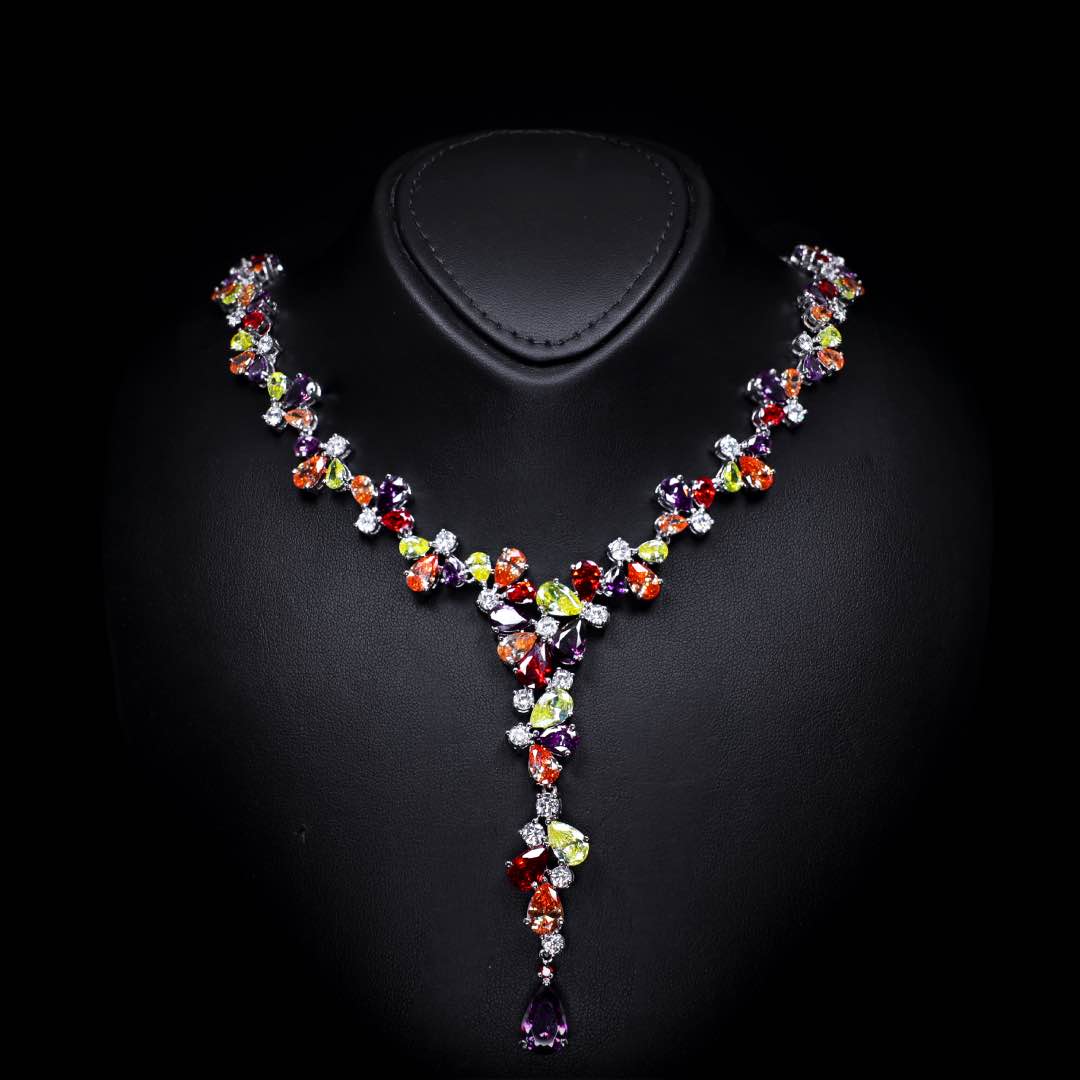Omnia Aziza Bridal Full Set in High Quality Simulated Diamonds Premium Rhodium Plated - OMNIASTORES KSA