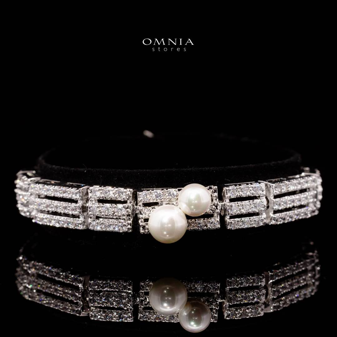 Omnia Larman Luxury Bridal Pearl Full Set in High Quality Simulated Diamonds - OMNIASTORES KSA