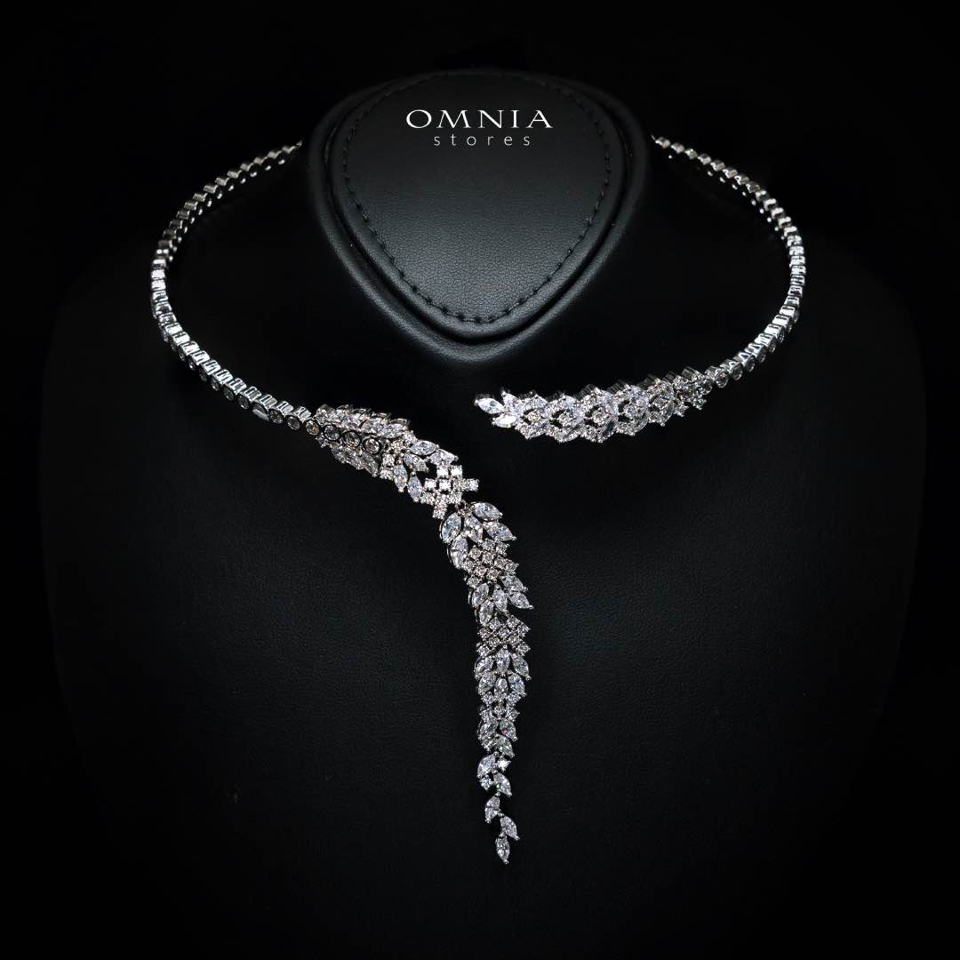 Omnia Nidaa Luxury Bridal Full Set – High-Quality Zircon & Rhodium Plated Jewelry - OMNIASTORES KSA
