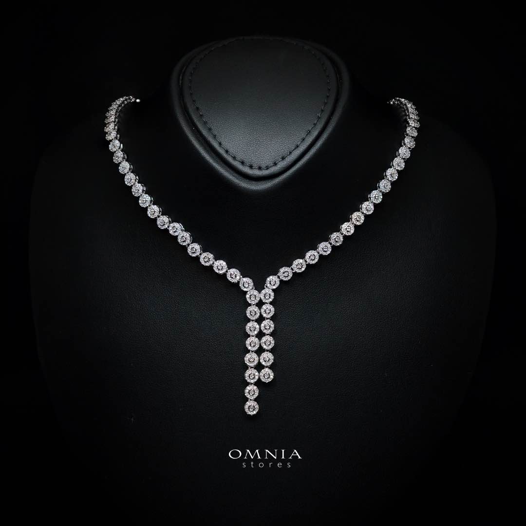 Omnia Fida White Luxury Bridal Full Set White High-Quality Simulated Diamonds Rhodium Plated - OMNIASTORES KSA