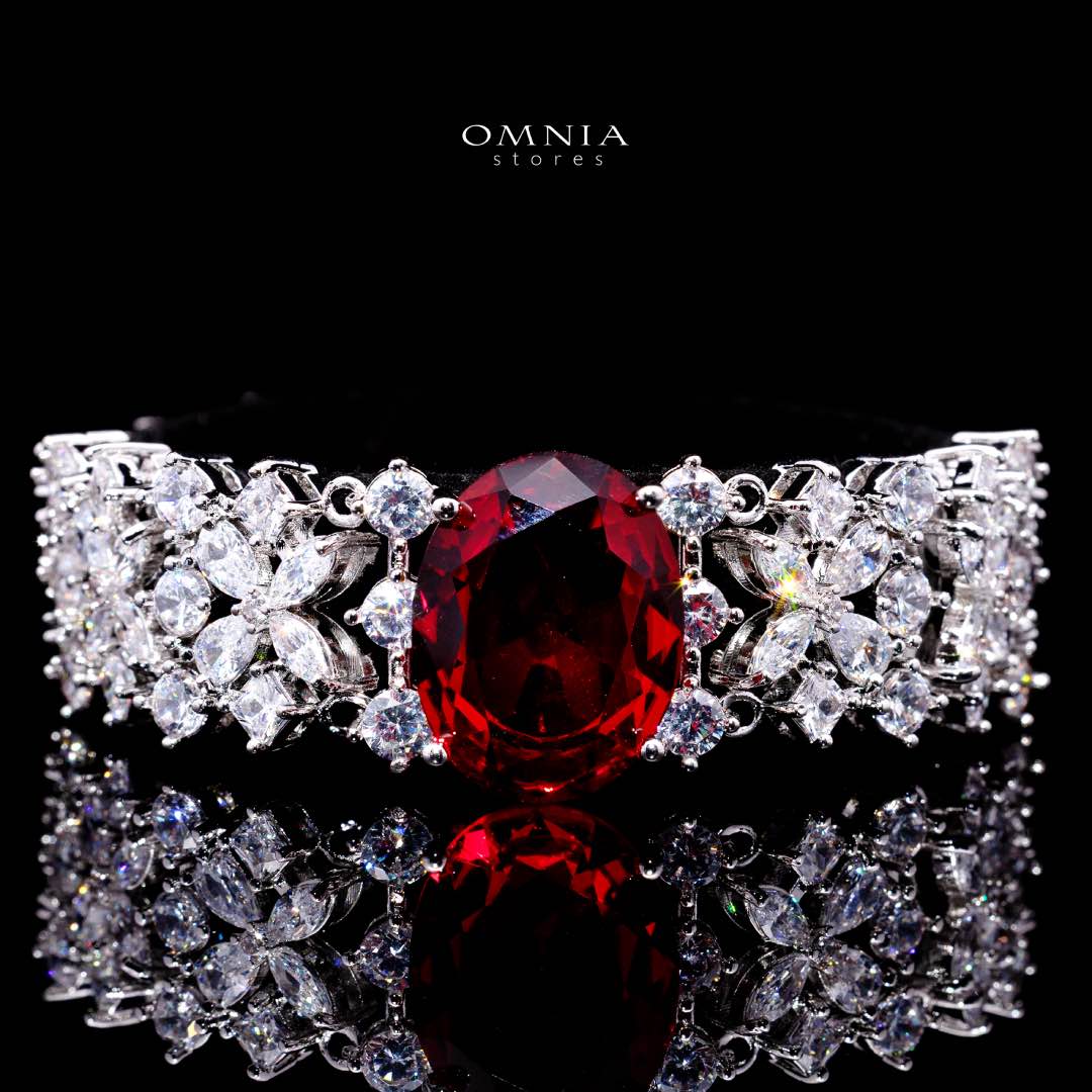 Omnia Suhana Red Bridal Full Set in High Quality Simulated Diamonds - OMNIASTORES KSA