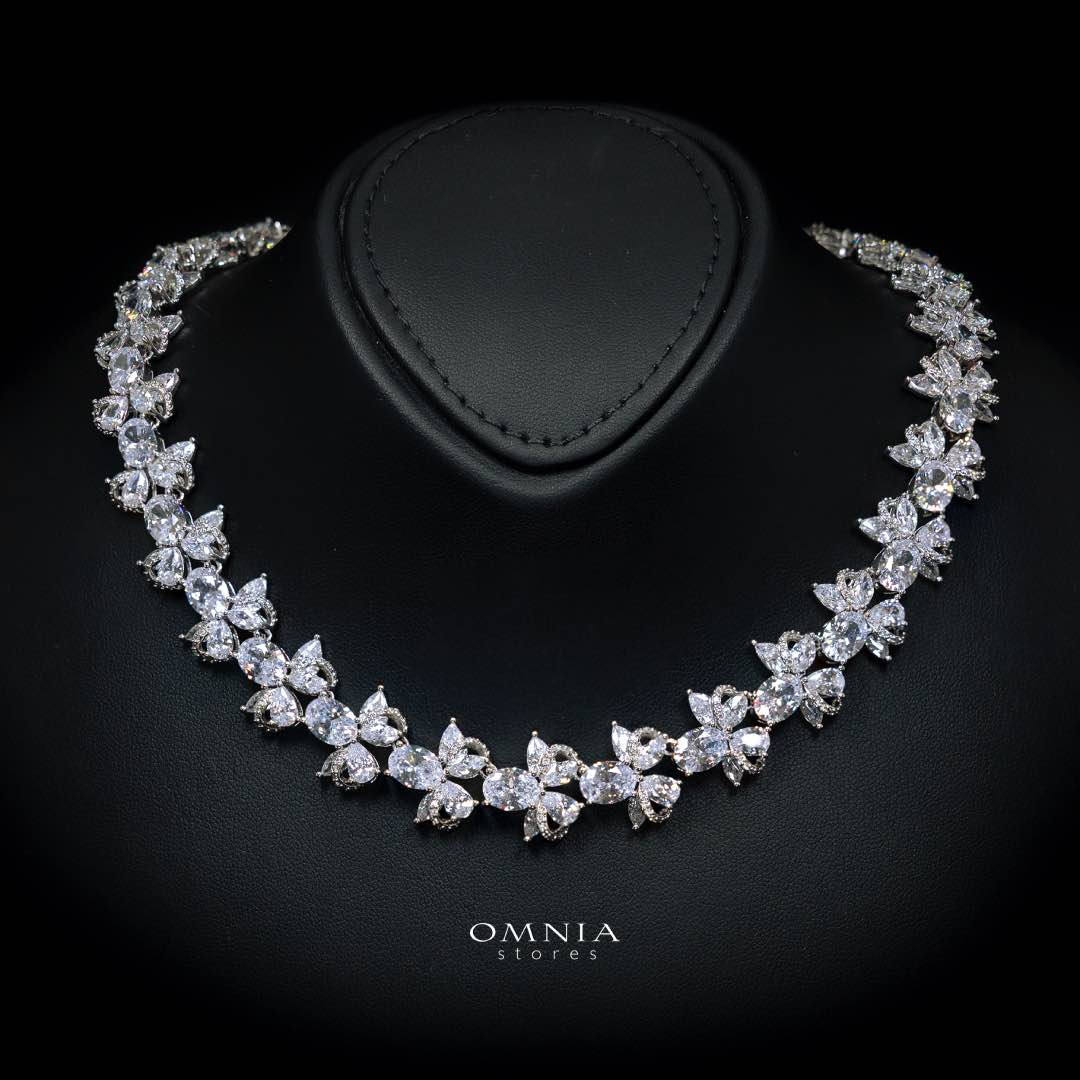 Omnia Muna White Bridal Full Set in High Quality Simulated Diamonds - OMNIASTORES KSA