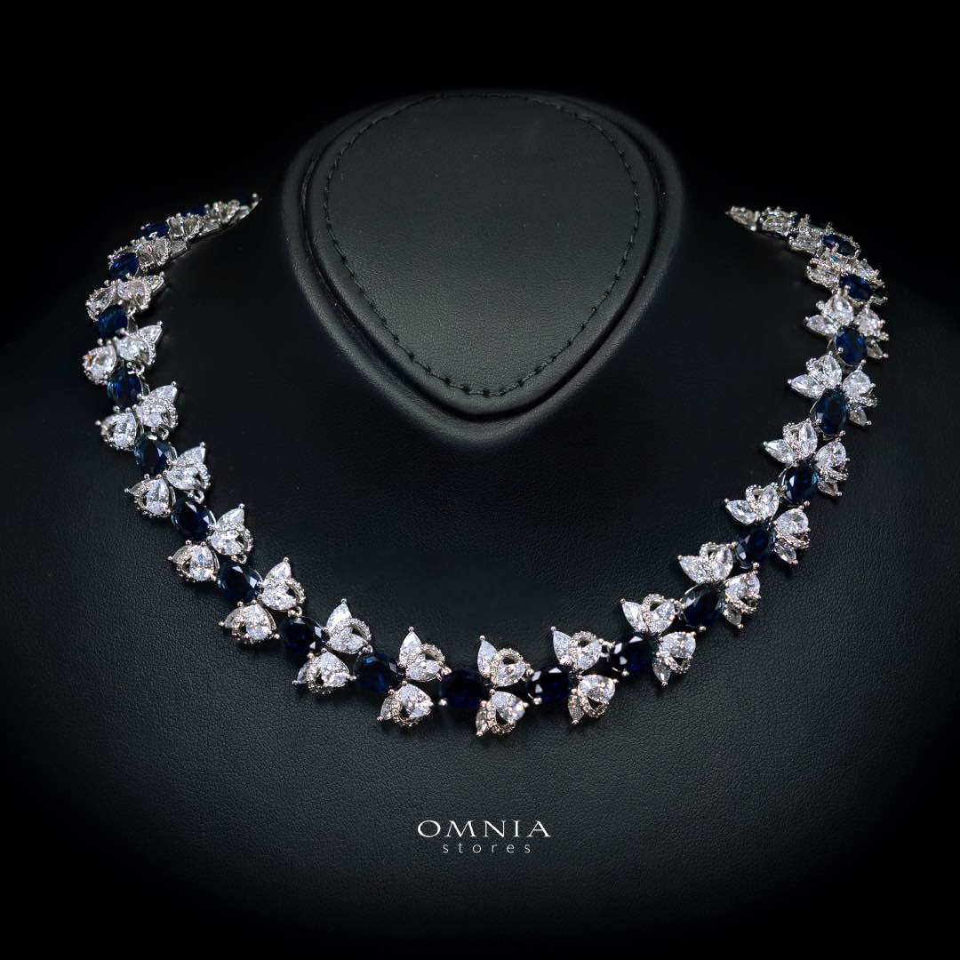 Omnia Muna Blue Bridal Full Set in High Quality Simulated Diamonds - OMNIASTORES KSA