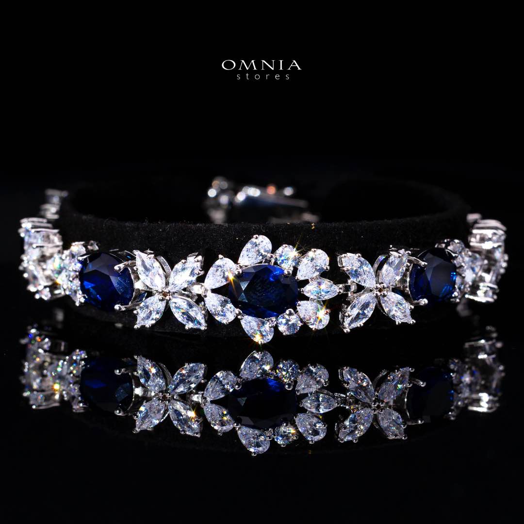 Omnia Muna Blue Bridal Full Set in High Quality Simulated Diamonds - OMNIASTORES KSA
