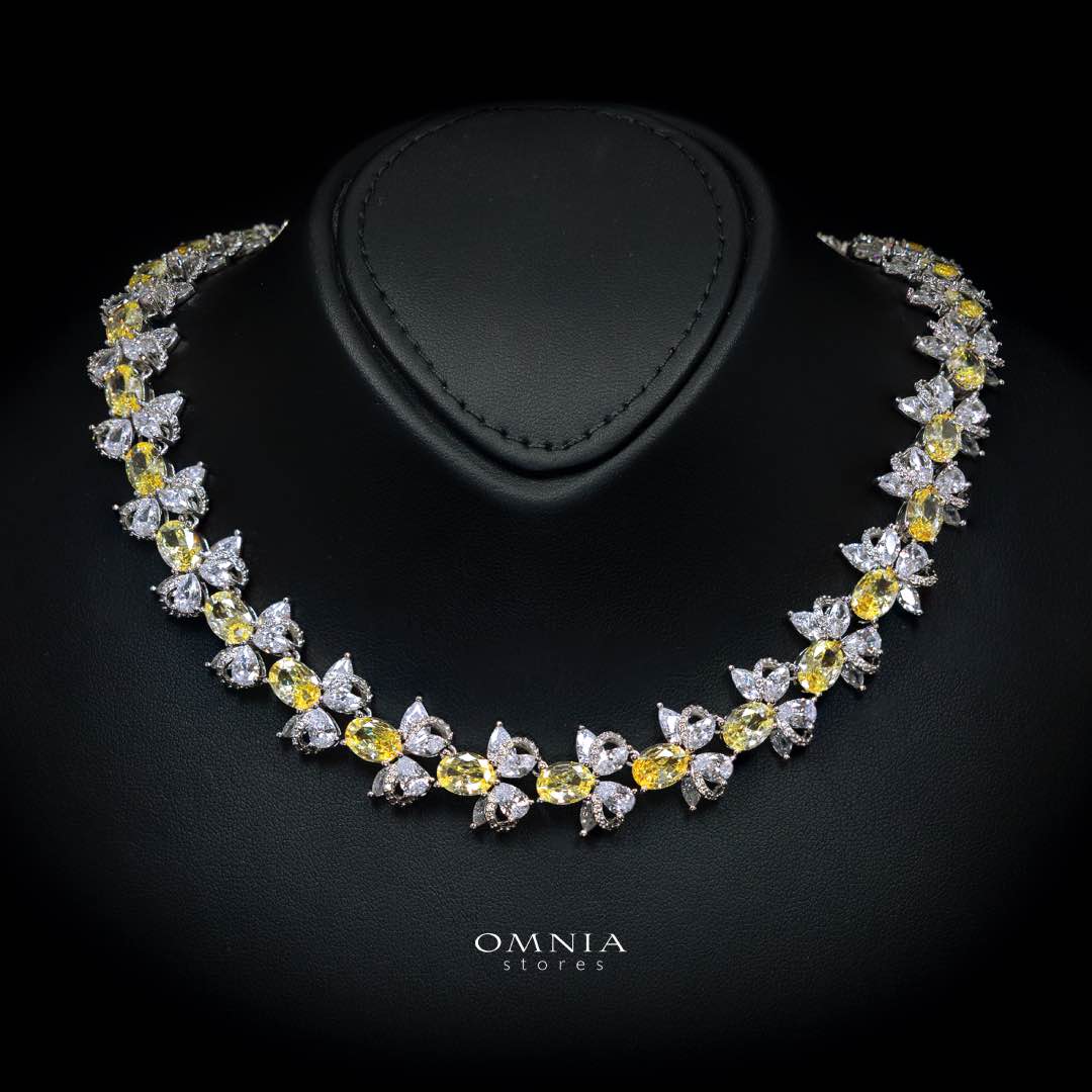 Omnia Muna Yellow Bridal Full Set in High Quality Simulated Diamonds - OMNIASTORES KSA