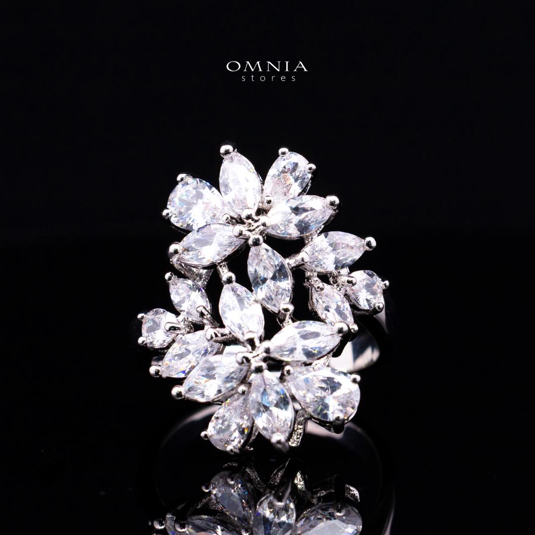 Omnia Sufia Luxury Bridal Full Set in High Quality Simulated Diamonds with Pear and Marquise Cut Stones, Rhodium Plated - OMNIASTORES KSA