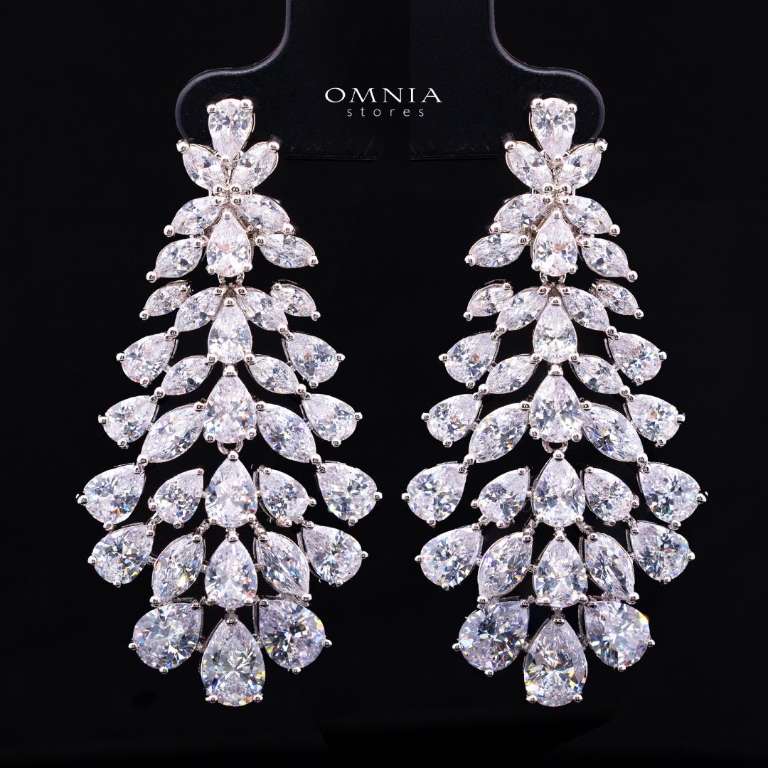 Omnia Sufia Luxury Bridal Full Set in High Quality Simulated Diamonds with Pear and Marquise Cut Stones, Rhodium Plated - OMNIASTORES KSA