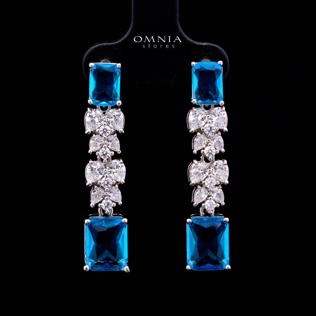 Omnia Amelia Sky Blue Bridal Full Set with Emerald and Pear-Cut High-Quality Simulated Diamonds - OMNIASTORES KSA