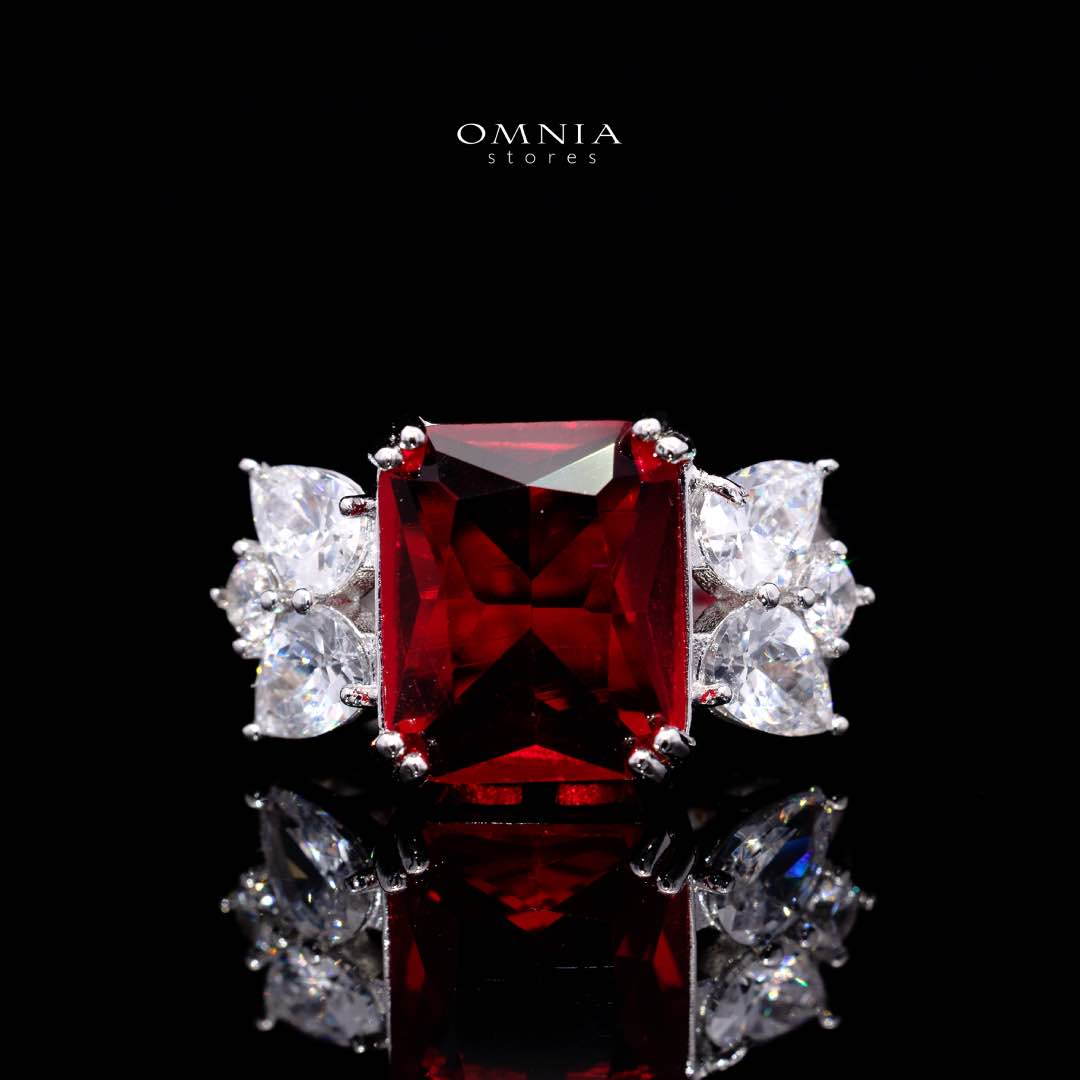 Omnia Amelia Red Bridal Full Set in High Quality Simulated Diamonds - OMNIASTORES KSA