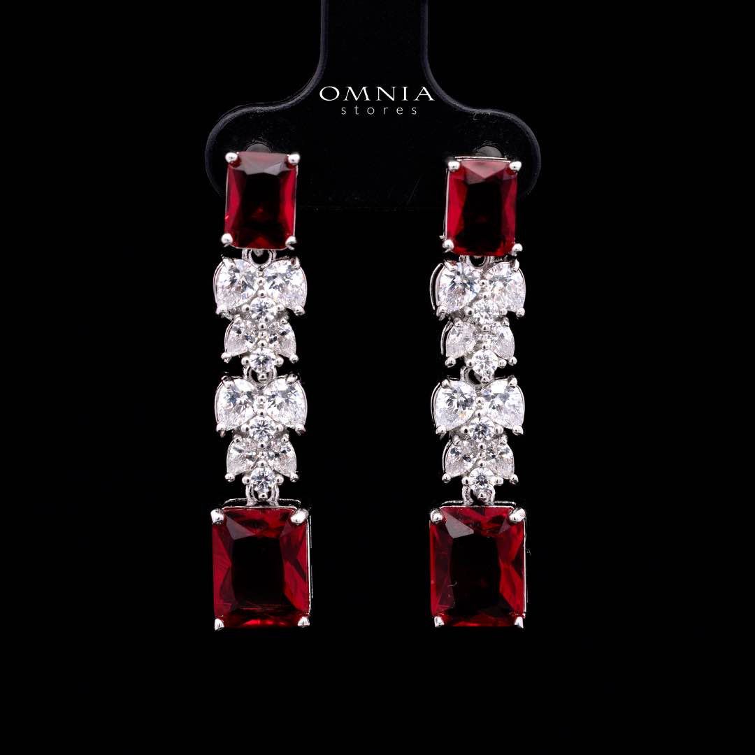 Omnia Amelia Red Bridal Full Set in High Quality Simulated Diamonds - OMNIASTORES KSA