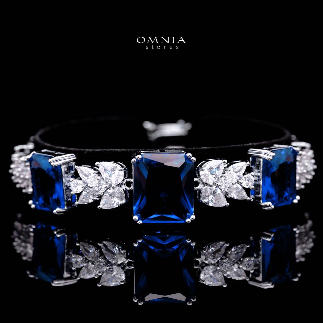 Omnia Amelia Blue Bridal Full Set in High Quality Simulated Diamonds - OMNIASTORES KSA