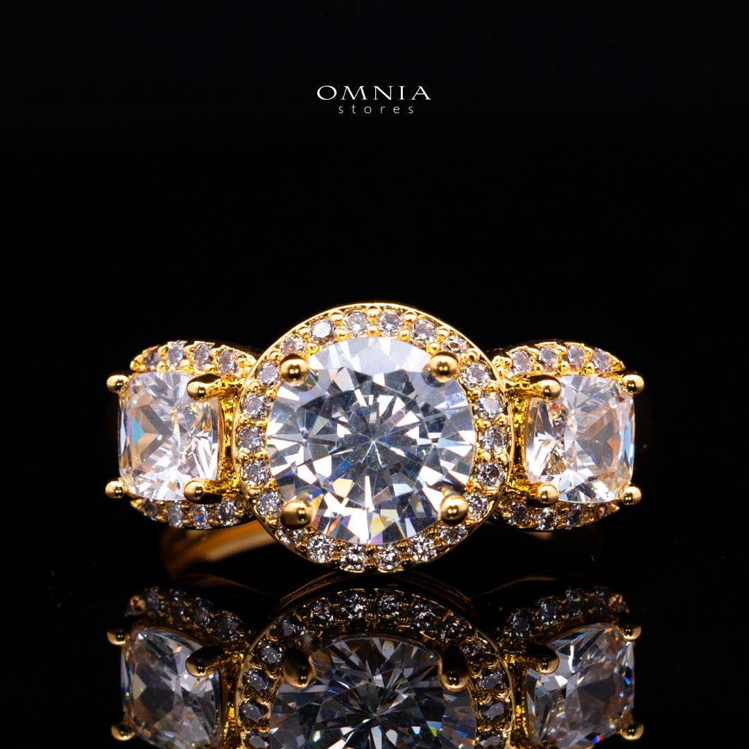 Omnia Lilian Gold Bridal Full Set in High Quality Simulated Diamonds Rhodium Plated - OMNIASTORES KSA