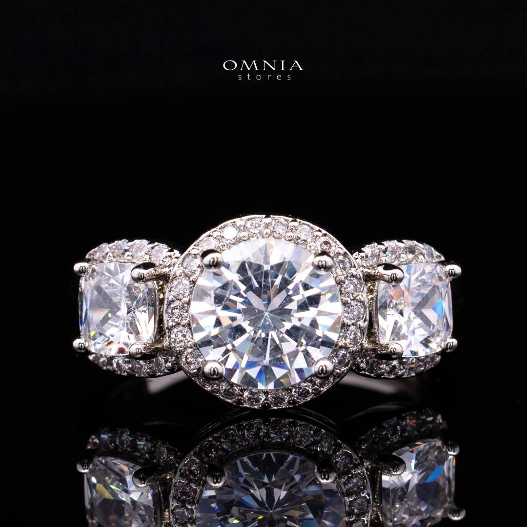 Omnia Lilian White Bridal Full Set in High Quality Simulated Diamonds Rhodium Plated - OMNIASTORES KSA