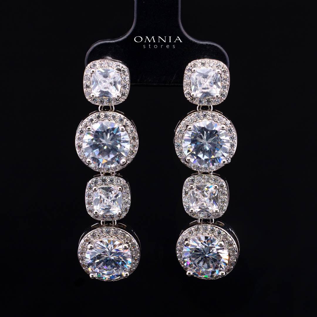 Omnia Lilian White Bridal Full Set in High Quality Simulated Diamonds Rhodium Plated - OMNIASTORES KSA