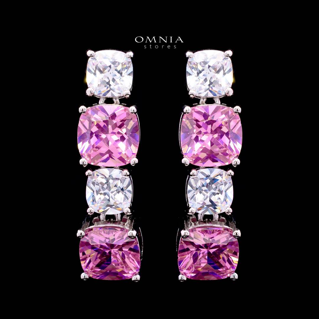 Omnia Alya Pink and White Bridal Full Set in High Quality Simulated Diamonds Rhodium Plated