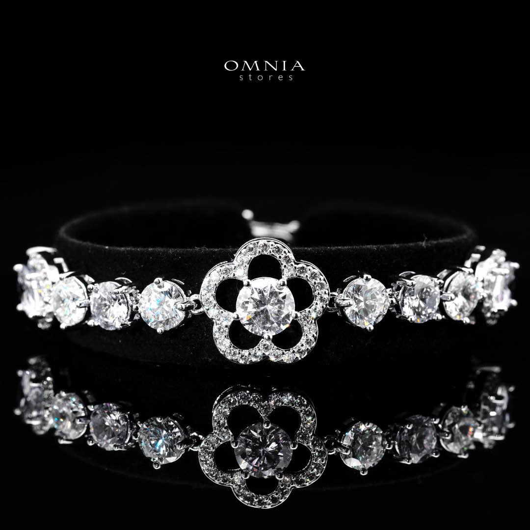 Omnia Esra White Luxury Bridal Full Set in High Quality Simulated Diamond Rhodium Plated - OMNIASTORES KSA