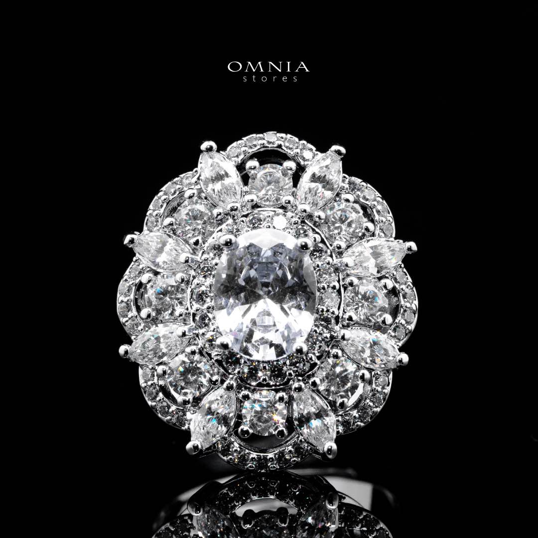 Omnia Esra White Luxury Bridal Full Set in High Quality Simulated Diamond Rhodium Plated - OMNIASTORES KSA