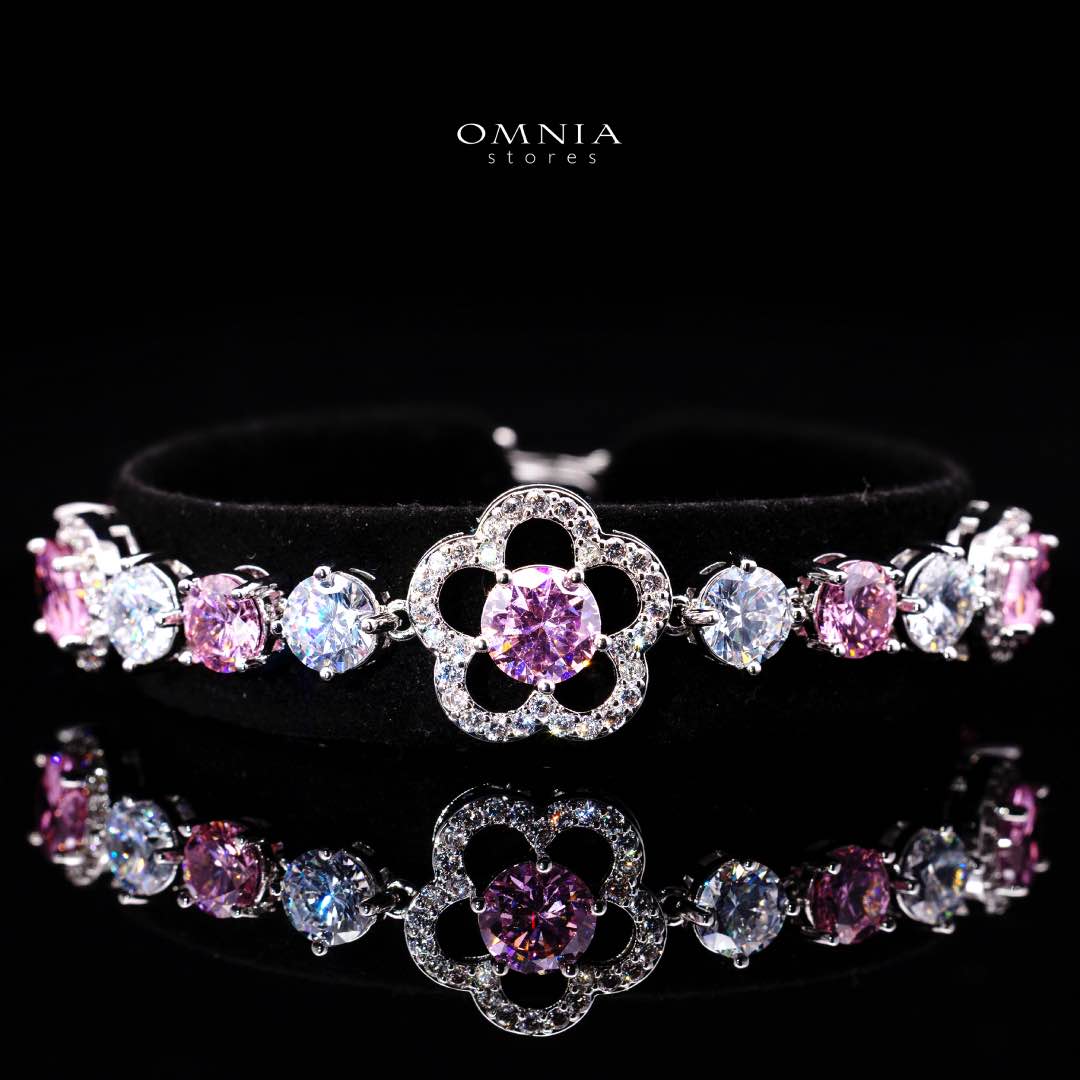 Omnia Esra Pink Luxury Bridal Full Set in High Quality Simulated Diamond Rhodium Plated - OMNIASTORES KSA