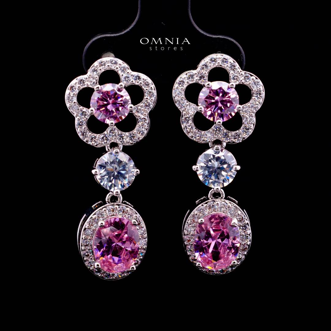 Omnia Esra Pink Luxury Bridal Full Set in High Quality Simulated Diamond Rhodium Plated - OMNIASTORES KSA