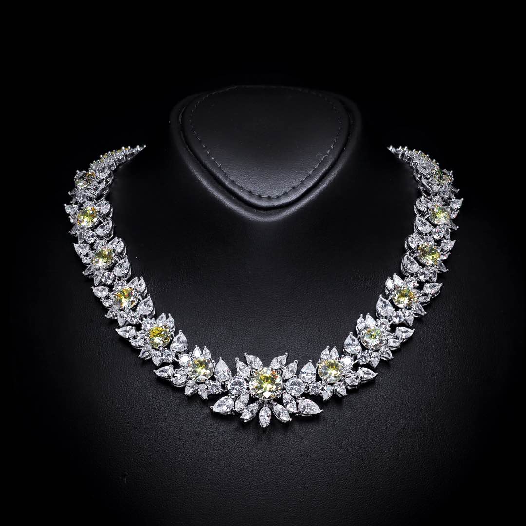 Omnia Nareen Yellow Bridal Full Set in High Quality Simulated Diamonds Premium Rhodium Plated