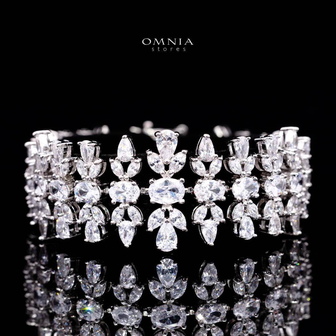 Omnia Dema White Luxury Bridal Full Set in High Quality Zircon Stone Rhodium Plated - OMNIASTORES KSA