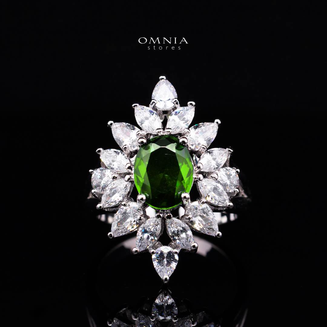 Omnia Dema Emerald Green and Yellow Bridal Full Set in High Quality Zircon Stone Rhodium Plated - OMNIASTORES KSA