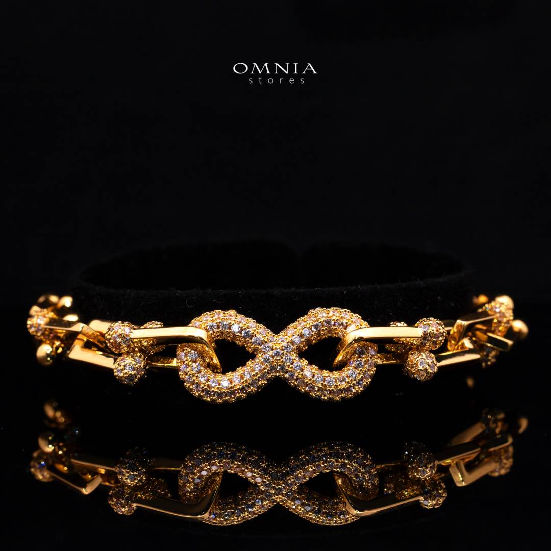 Omnia Infinity Chains Bridal Full Set with High-Quality Simulated Diamonds Gold Plated - OMNIASTORES KSA