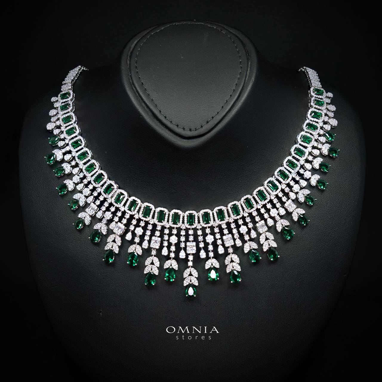 Arabella Green Bridal Full Set Accessories in High Quality Premium Zircon Stone in Rhodium Plated(size 16 only available in ksa) - OMNIASTORES KSA