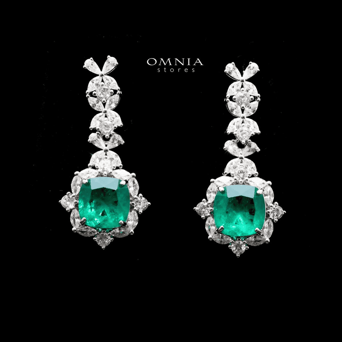 Omnia Ellex Earrings Necklace 92.5 Silver In High Quality Simulated diamonds - OMNIASTORES UAE