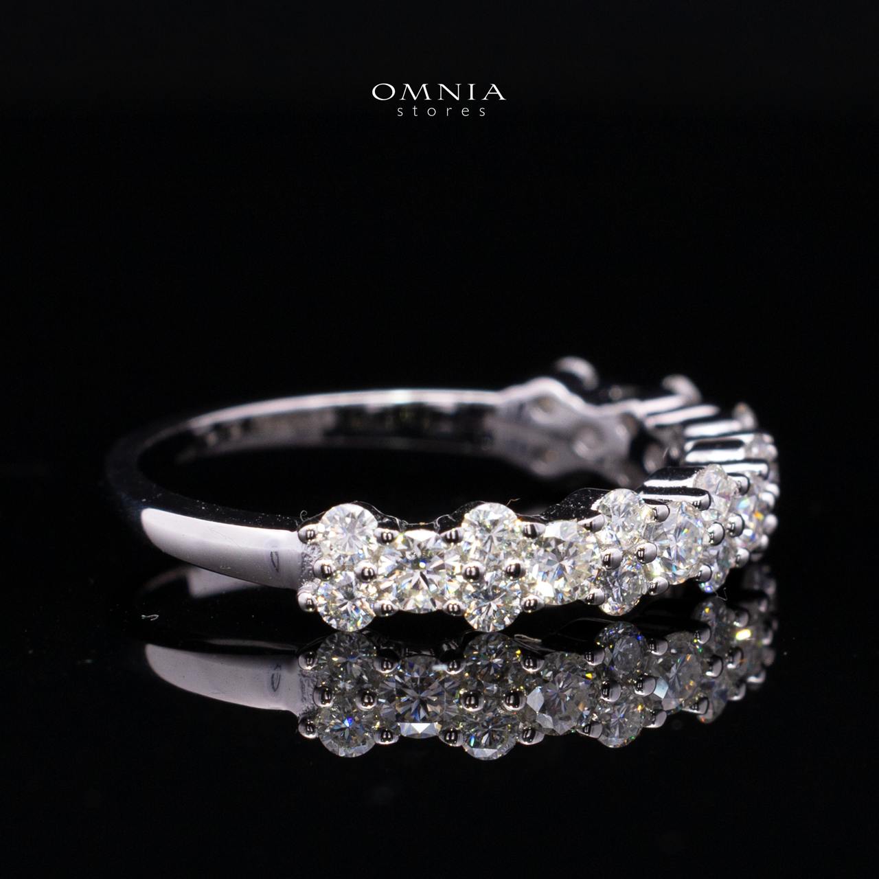 Sumaira White Moissanite Half Eternity Cluster Band Ring – Rhodium-Plated 925 Sterling Silver