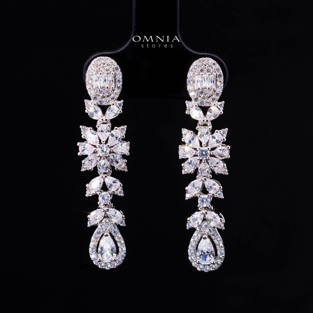 Omnia Trisha White Full set Accessories in High Quality Zircon Stone in Rhodium Plated - OMNIASTORES KSA