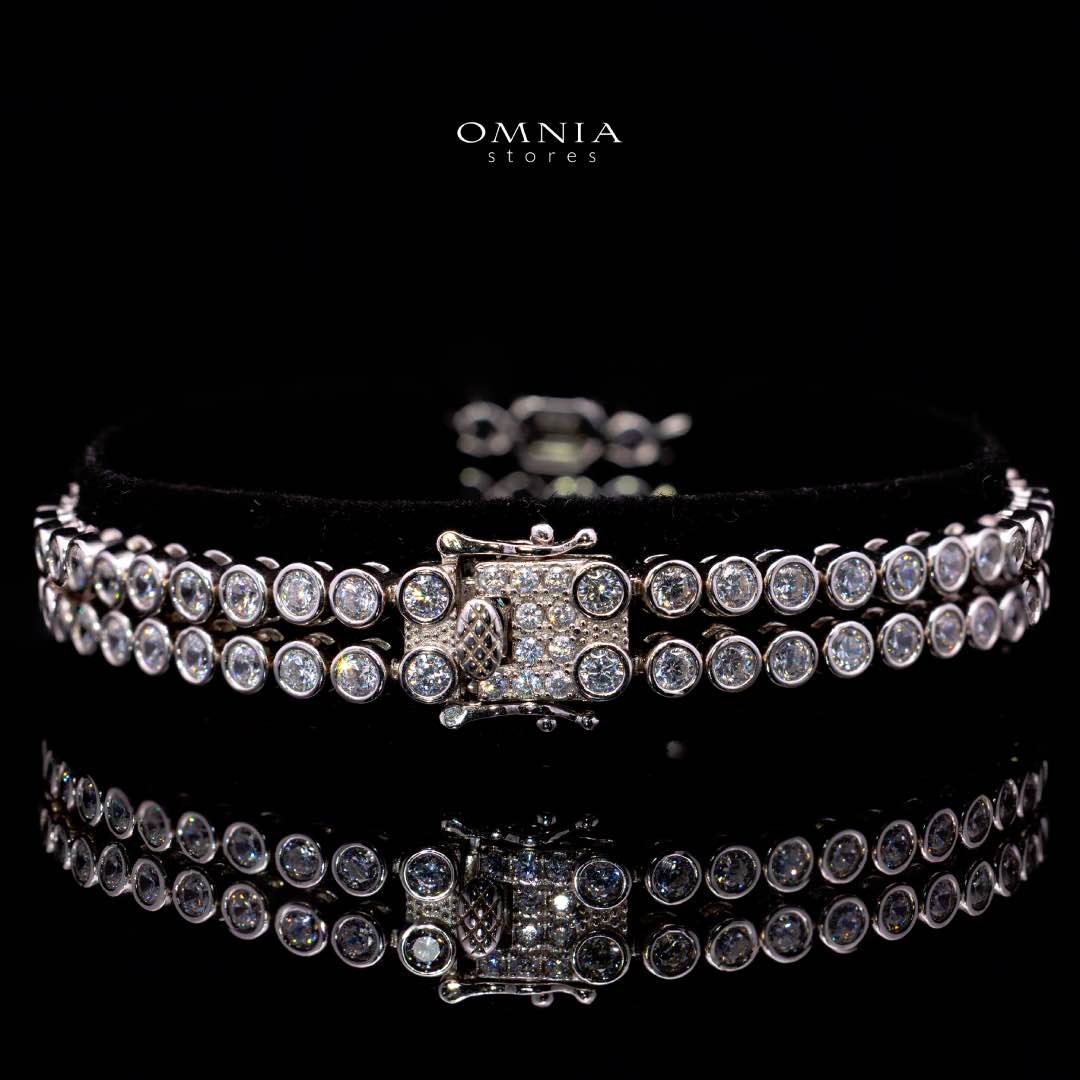 Omnia Fayza White Bracelet in 925 Silver with High Quality Simulated Diamonds - OMNIASTORES KSA