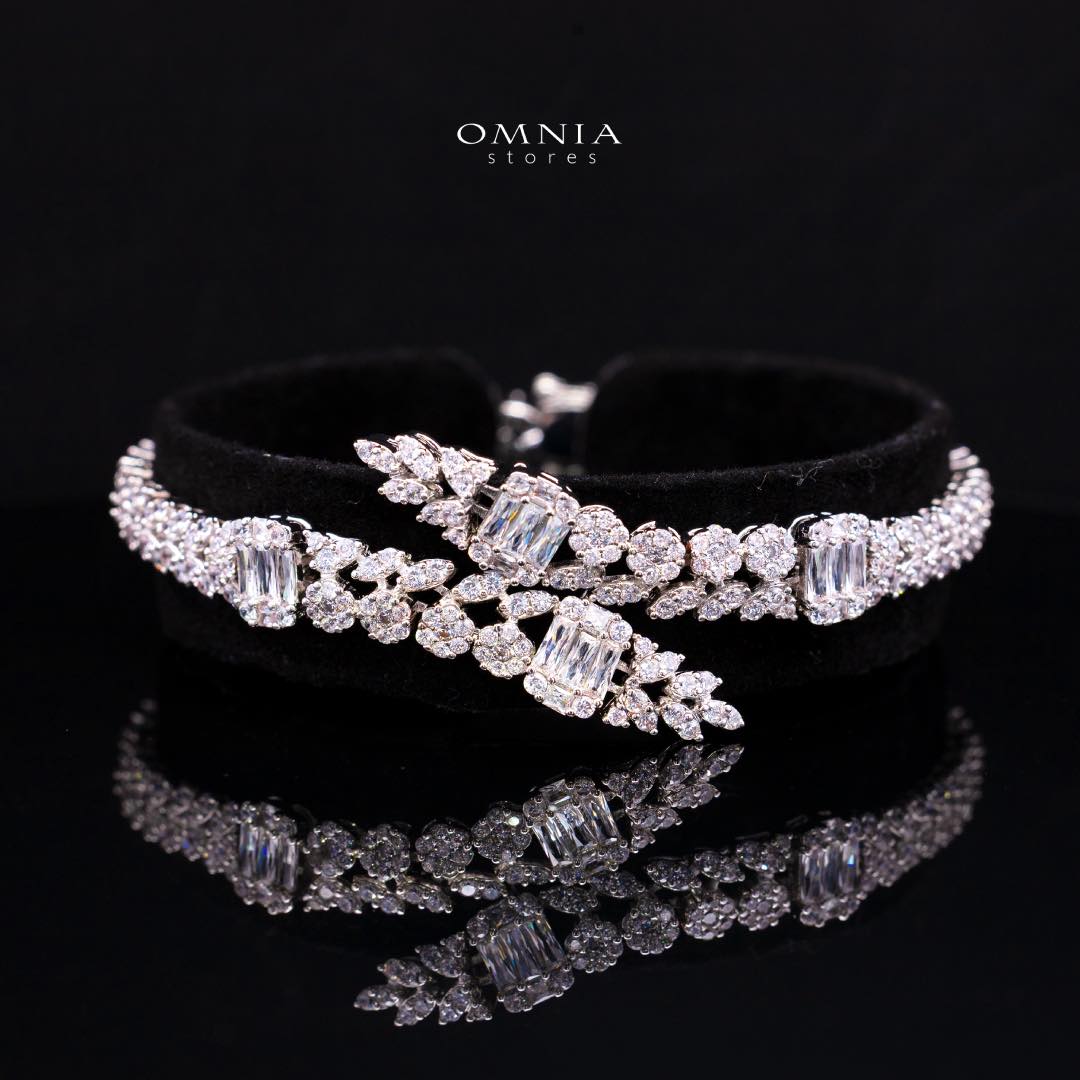 Omnia Elham White Luxury Bridal Full Set with Rhodium Plated in High Quality White Zircon Stone Rhodium Plated - OMNIASTORES KSA