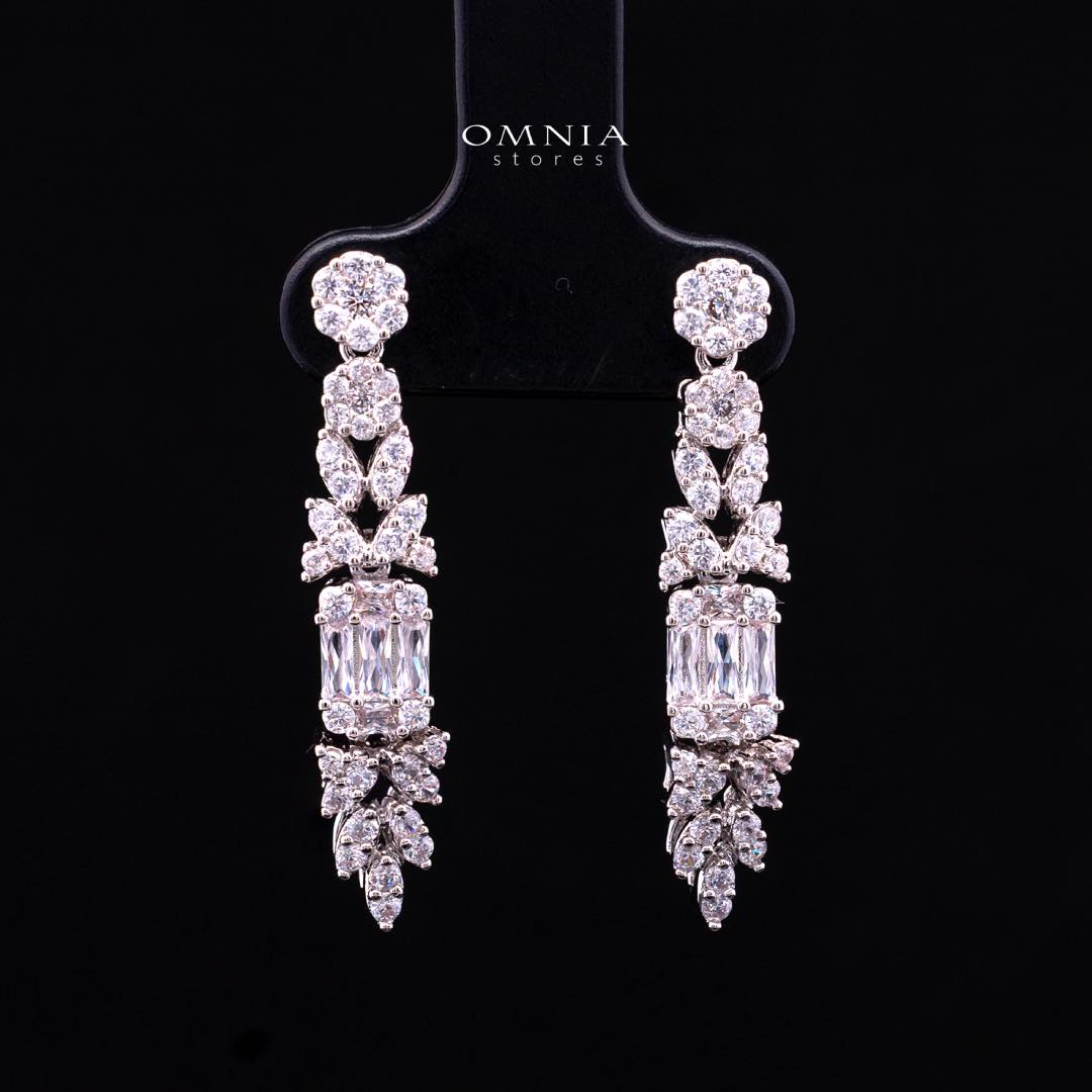 Omnia Elham White Luxury Bridal Full Set with Rhodium Plated in High Quality White Zircon Stone Rhodium Plated - OMNIASTORES KSA