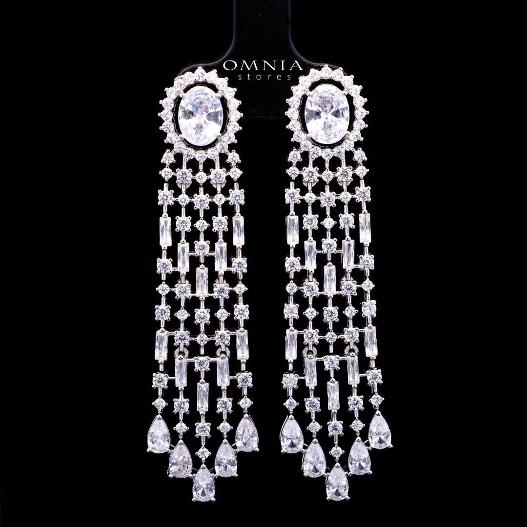 Omnia Mahra Bridal Full Set in High Quality Zircon Stone Rhodium Plated