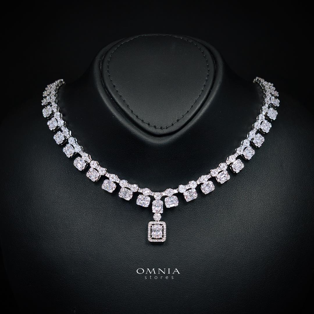 Omnia Selina White Luxury Bridal Full Set in High Quality Rhodium Plated Zircon Stones - OMNIASTORES KSA
