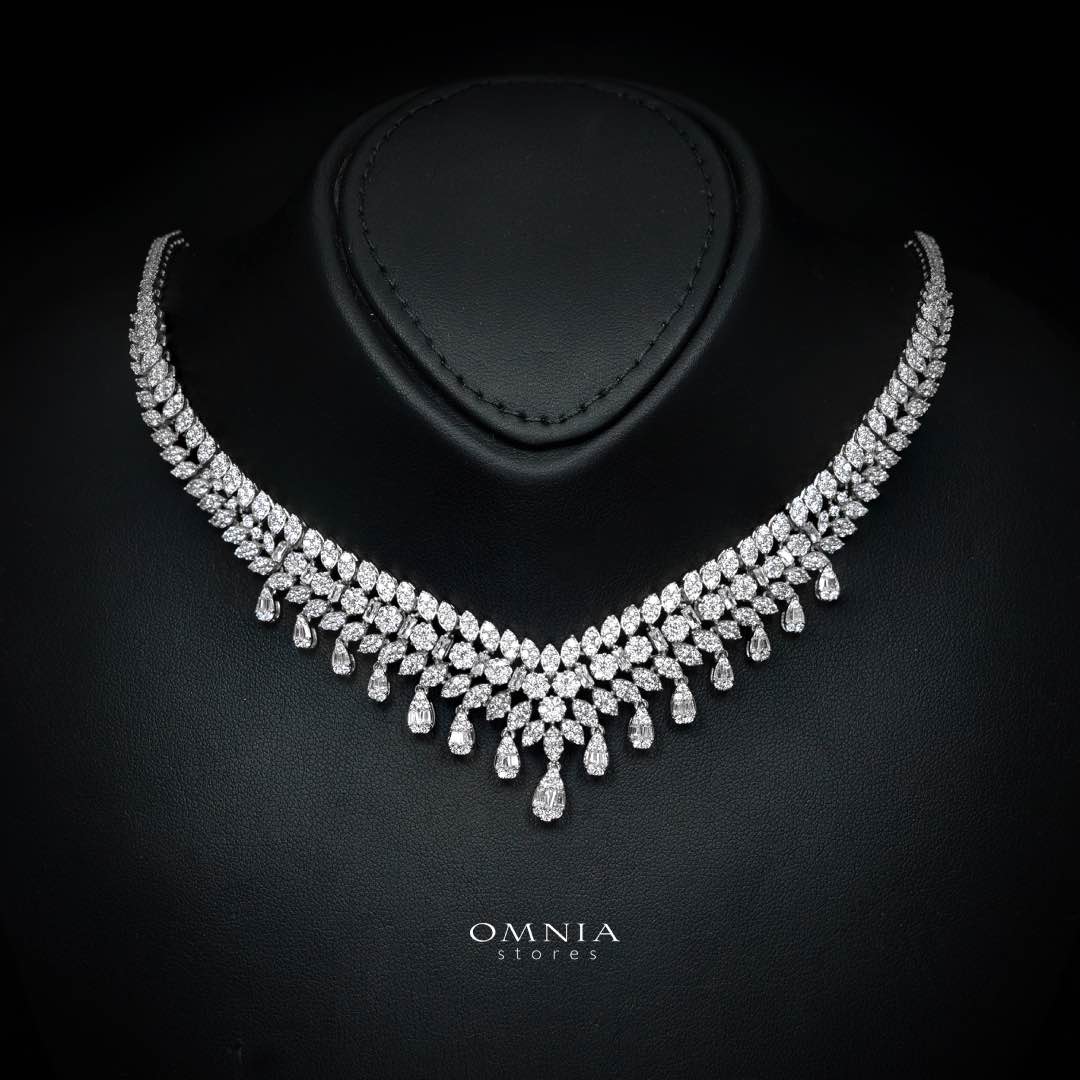 Omnia Sima White Luxury Bridal Full Set in High Quality Zircon Stone Rhodium Plated - OMNIASTORES KSA
