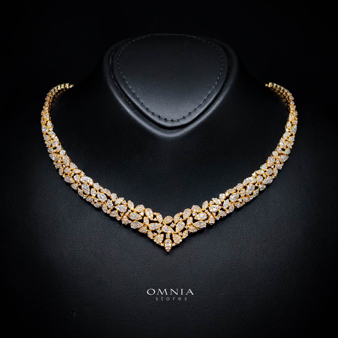 Alina Gold Bridal Full Set in High Quality Zircon Stone Rhodium Plated
