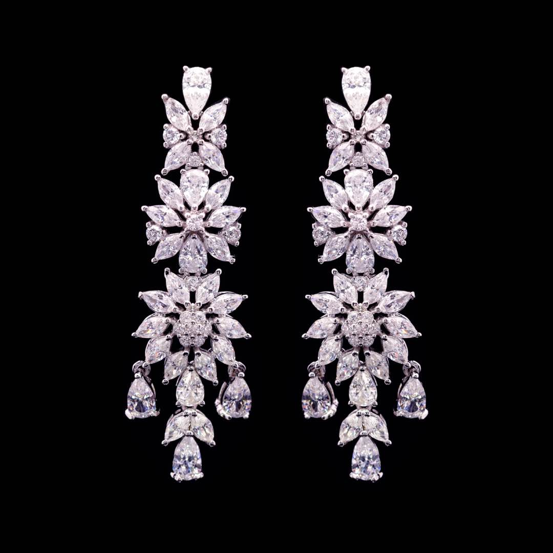 Omnia Farida White Luxury Bridal Full Set in High Quality Zircon Stone Premium Rhodium Plated - OMNIASTORES KSA