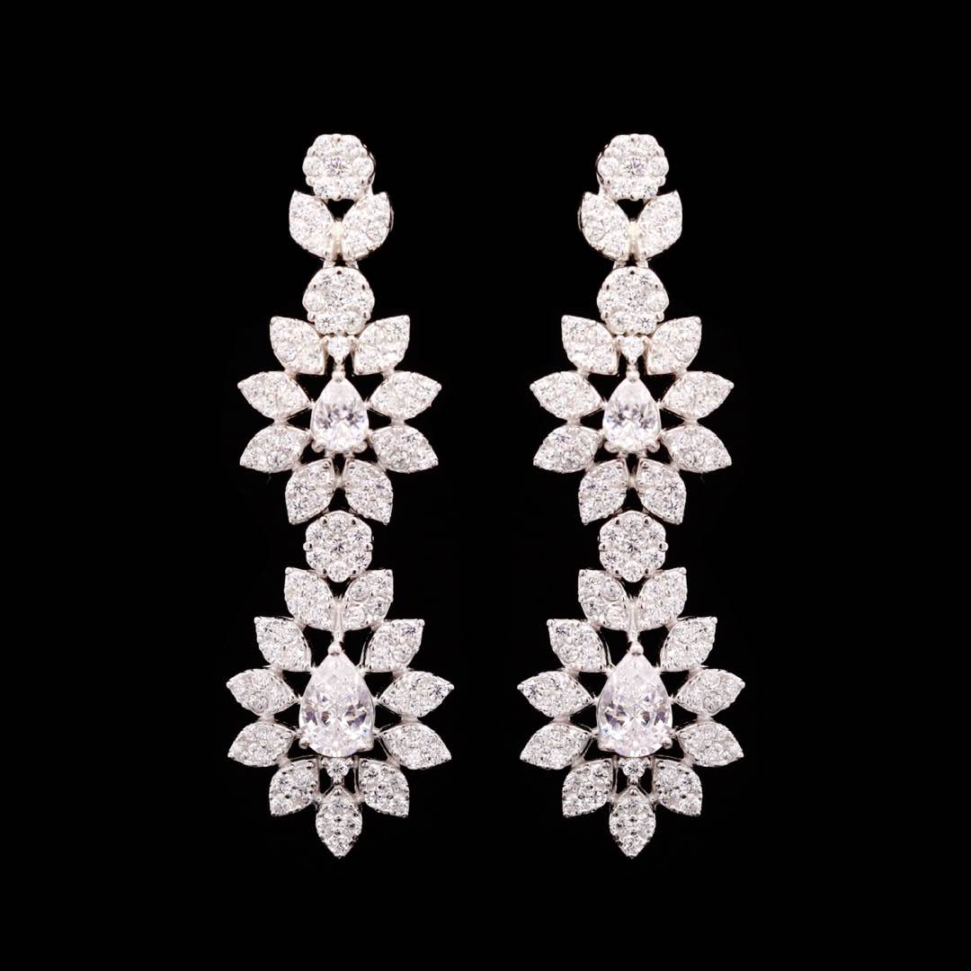 Monica White Bridal Full Set in 925 Silver High Quality Simulated Diamonds