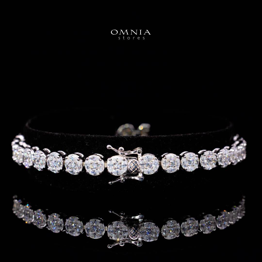 Omnia Tahani White Bracelet in 925 Silver with High Quality Simulated Diamonds - OMNIASTORES KSA