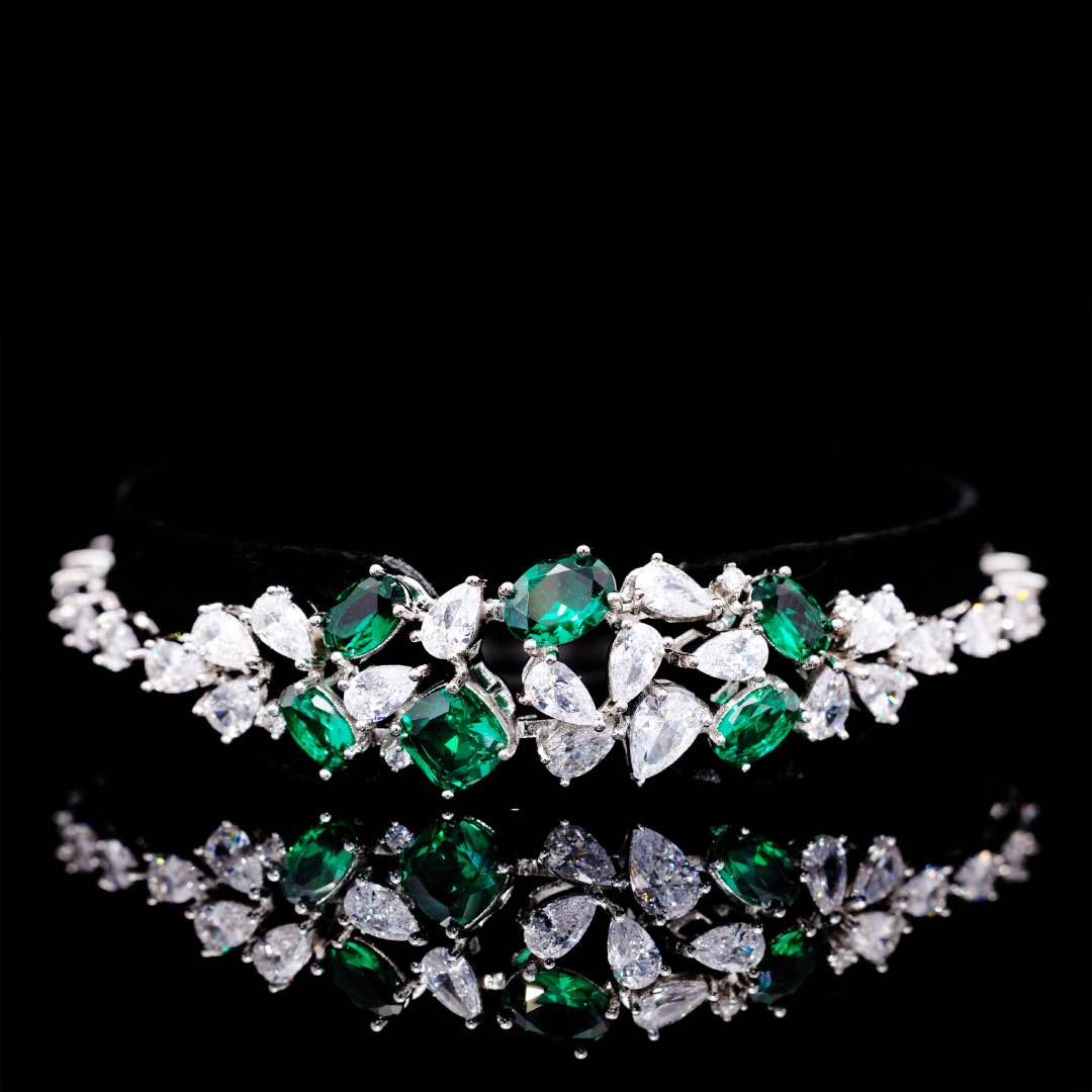 Omnia Reman Green Full Set in High Quality Zircon Stone Premium Rhodium Plated - OMNIASTORES UAE