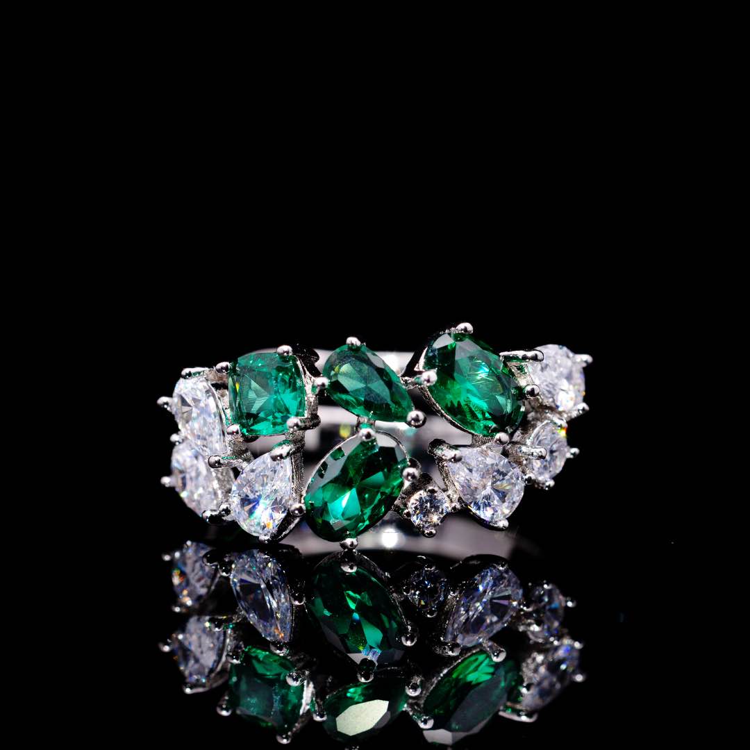 Omnia Reman Green Full Set in High Quality Zircon Stone Premium Rhodium Plated - OMNIASTORES UAE