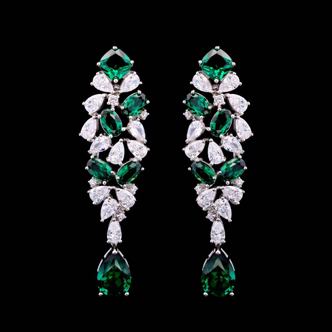 Omnia Reman Green Full Set in High Quality Zircon Stone Premium Rhodium Plated - OMNIASTORES UAE