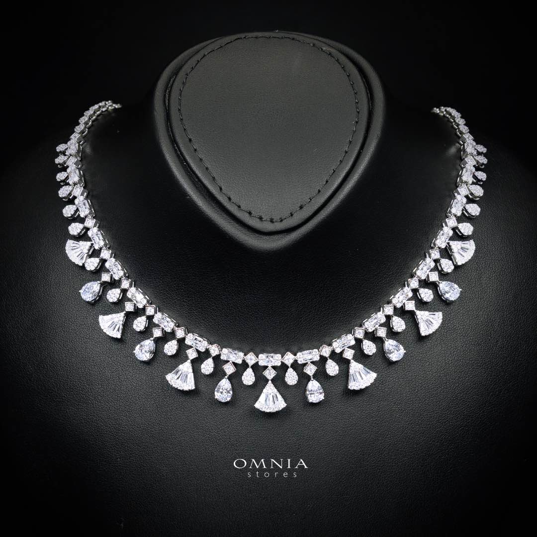 Omnia Marwa White Bridal Full Set in High Quality Zircon Stone Rhodium Plated(16 and 18cm only available in ksa) - OMNIASTORES KSA