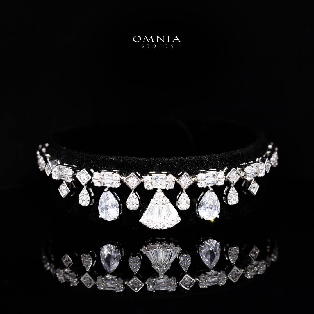 Omnia Marwa White Bridal Full Set in High Quality Zircon Stone Rhodium Plated(16 and 18cm only available in ksa) - OMNIASTORES KSA